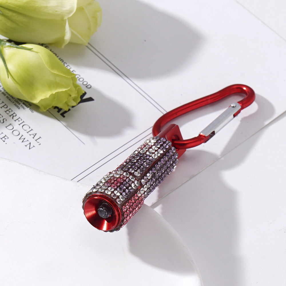 Wholesale Rhinestone Mini LED Flashlight Carabiner Flashlight Keychain